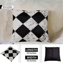 Luxurious Handmade Multicolor Patchwork Cowhide Cushion Cover - Stylish, Natural, and Unique!