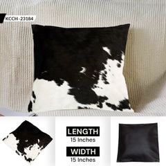 Handmade Brown & White Cowhide Cushion Cover with Animal Print - Luxury Rustic Farmhouse Decor - Unique Natural Patterns - Soft Faux Leather
