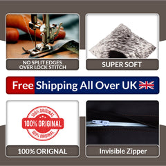 Luxurious Brown & White Cowhide Cushion Cover Handmade with 100% Natural Cowhide Hair - Faux Leather Back - Rustic Elegance for Home Decor