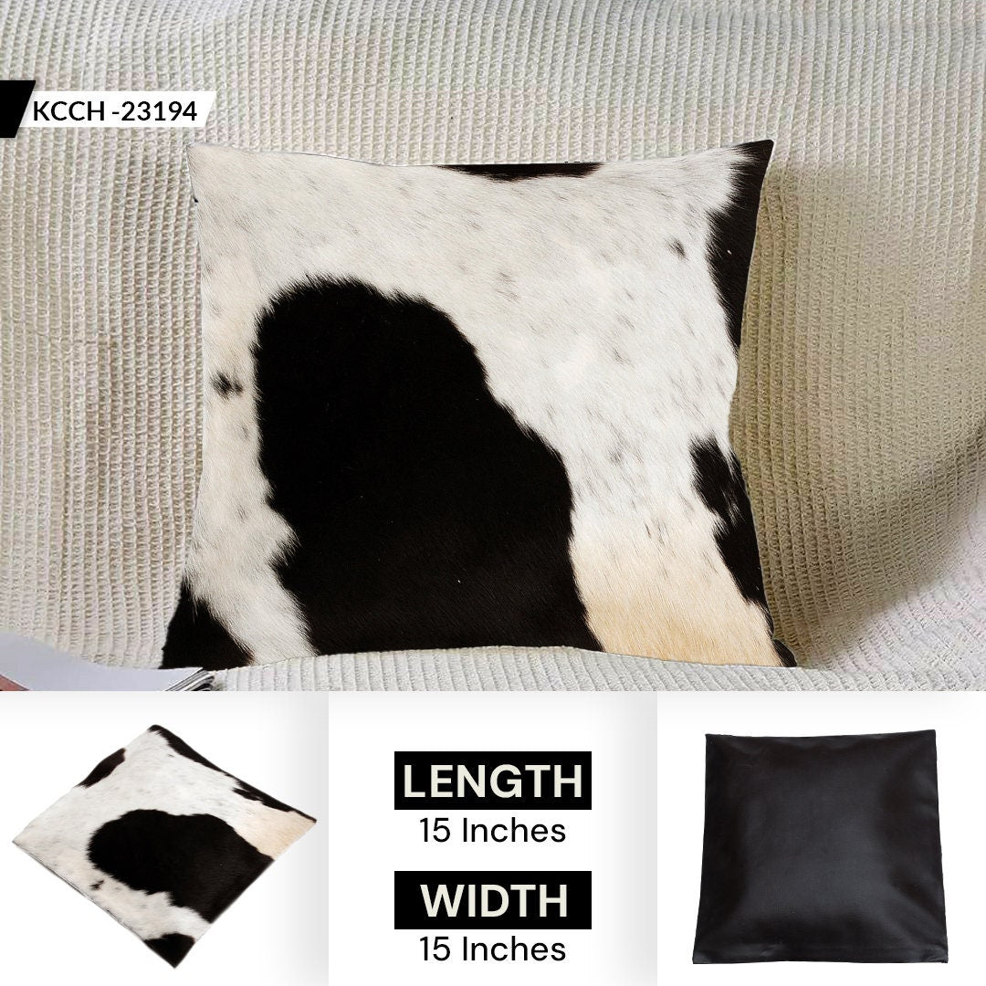 Luxurious Brown and White Cowhide Cushion Cover - Handmade Natural Cowhide Throw Pillow Cover with Unique Animal Patterns