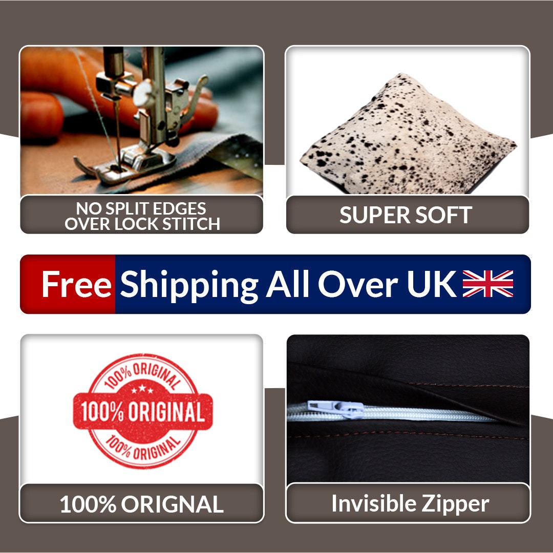 Rustic Elegance Handmade Brown & White Cowhide Cushion Cover | Luxurious Hair-On Leather Pillow Cover | Unique Animal Patterns | Natural