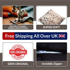 Rustic Elegance: Brown & White Cowhide Cushion Cover - Handmade Luxury with Unique Animal Patterns and Faux Leather Back - Celestial Leather Limited