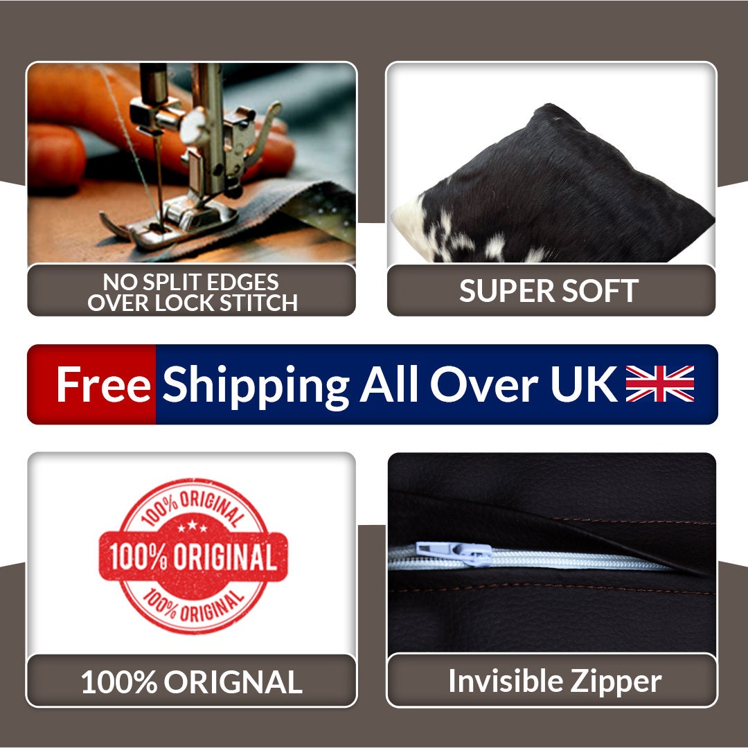 Rustic Elegance Cowhide Cushion Cover - Animal Print Luxury Pillow Case - Celestial Leather Limited