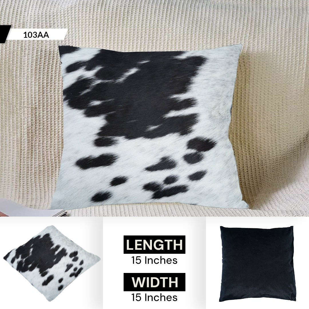 Rustic Elegance Cowhide Cushion Cover - Animal Print Luxury Pillow Case - Celestial Leather Limited