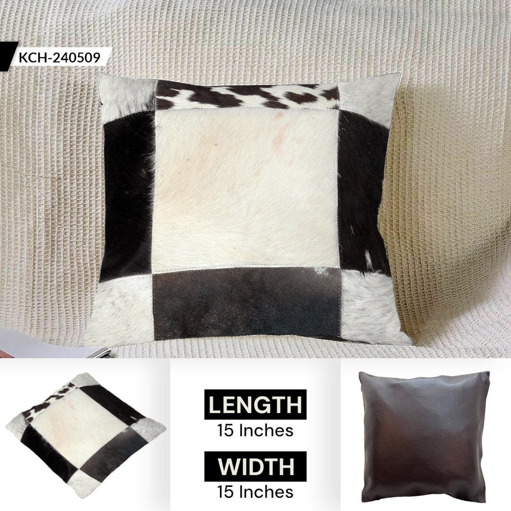 Luxury Multicolor Cowhide Patchwork Cushion Cover - Handmade Hypoallergenic Rustic Elegance - Natural Beauty - 100% Cowhide - Celestial Leather Limited