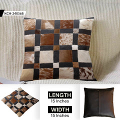 Luxurious Multicolor Patchwork Cowhide Hypoallergenic Cushion Cover with Unique Animal Patterns & Durable Design