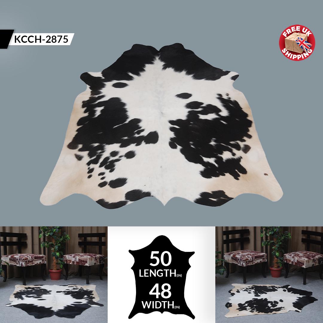 Luxurious Dark Brown & White Cowhide Rug - Medium Size for Modern Home Decor - Celestial Leather Limited