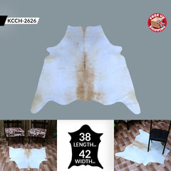 Luxurious Medium Brown and White Cowhide Rug - Hypoallergenic, Non-Slip Backing, Handcrafted, Unique Markings - Perfect for Bedroom/Living - Celestial Leather Limited