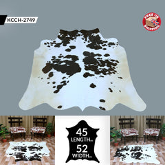 Stunning Large Cowhide Rug Black & White Natural Hair Centre Piece Hypoallergenic Non Slippery Non Shedding Unique Markings Handselected - Celestial Leather Limited