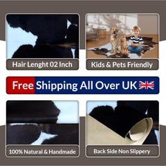 Luxurious Brown & White Cowhide Rug - Hypoallergenic, Non-Slip, Non-Shedding - Large Area Rug with Soft Natural Hair - Free Shipping!