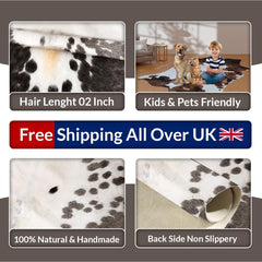 Luxurious Brown and White Cowhide Rug, Hypoallergenic with Non-Slip Back - Large Size - Top Quality, Perfect for Upholstery - Free Shipping! - Celestial Leather Limited