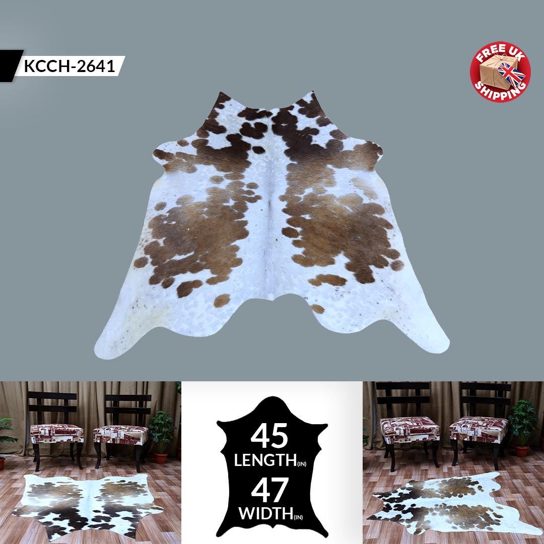 Luxurious Brown and White Cowhide Rug | Hypoallergenic, Non-Slip, Non-Shedding | Perfect for Upholstery | Free Shipping! - Celestial Leather Limited