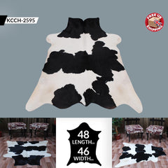 Luxury Black and White Cowhide Rug - Hypoallergenic Medium Hair on Salt & Pepper Rug for Home Decor - Unique, Durable, Handcrafted Elegance - Celestial Leather Limited