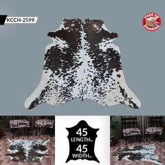Luxurious Dark Brown & White Cowhide Rug - Small Animal Print Area Rug - Celestial Leather Limited