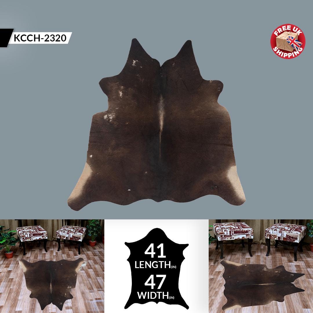 Luxurious Small Brown and White Cowhide Rug with Soft Hair | Hypoallergenic & Non-Shedding | Ideal for Upholstery | Free Shipping in UK - Celestial Leather Limited