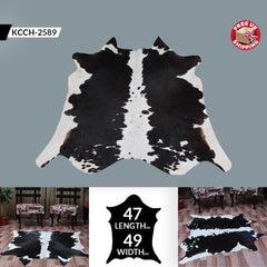 Beautiful Medium Brown and White Cowhide Rug with Soft Hair | Hypoallergenic & Non-Slip Backing | Handcrafted Luxury | Durable - Versatile