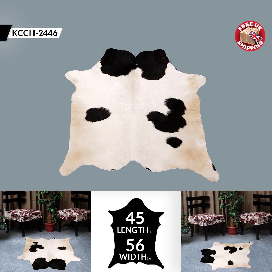 Luxurious Handcrafted Brown and White Cowhide Rug with Hypoallergenic Backing - Unique Beauty and Timeless Style for Living Room or Bedroom - Celestial Leather Limited