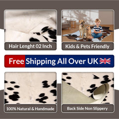 Luxurious Brown & White Cowhide Rug | Handcrafted Medium Size with Unique Animal Pattern | Hypoallergenic - Durable Hide for Rustic Charm - Celestial Leather Limited