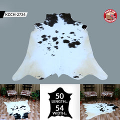 Luxury Brown & White Cowhide Rug for Elegant Home Decor - Hypoallergenic, Non-Slip Backing, Non-Shedding - Large Size, Free UK Shipping - Celestial Leather Limited