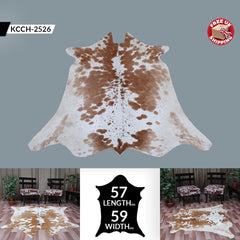 Luxurious Large Brown & White Cowhide Rug - Hypoallergenic with Non-Slip Backing for Sophisticated Home Decor - Celestial Leather Limited