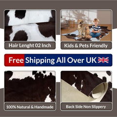 Luxurious Hypoallergenic Cowhide Rug with Non-Slip Suede Back - Elegant Centerpiece for Bedroom or Living Room - Free UK Shipping - Celestial Leather Limited