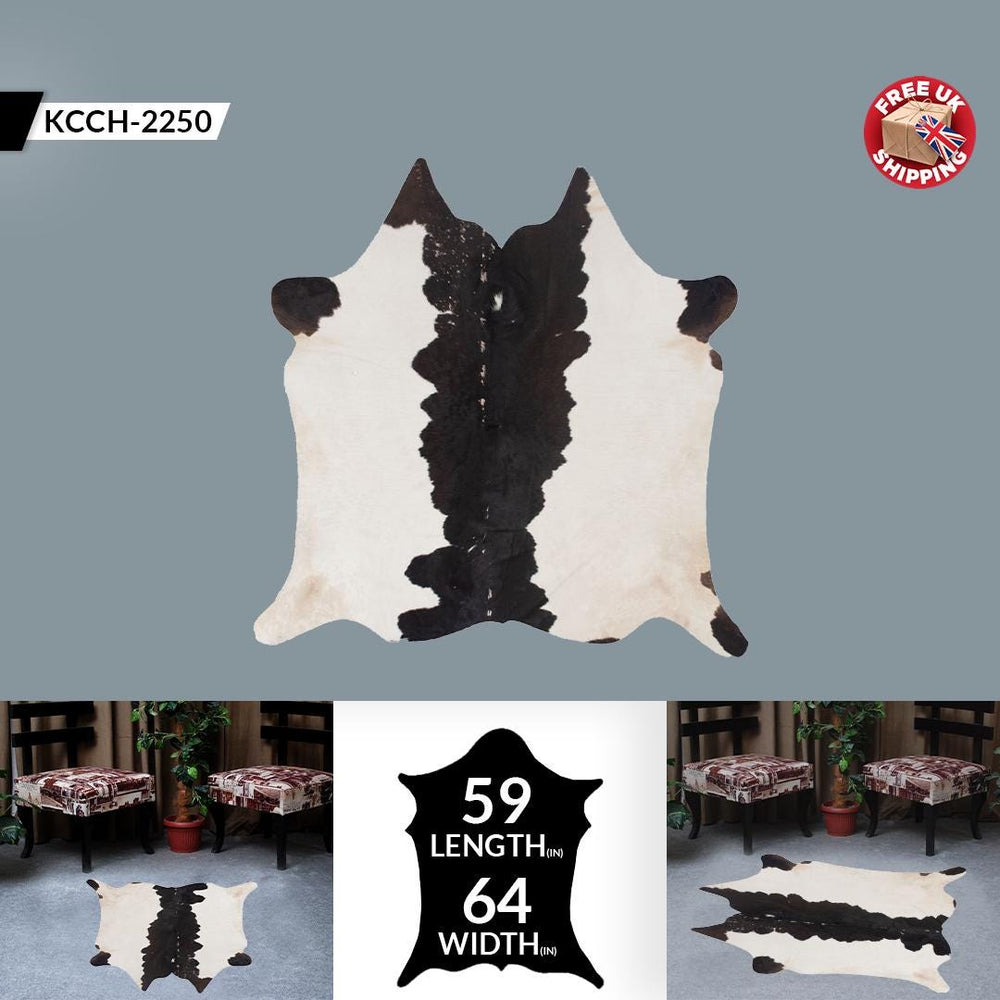 Luxurious Dark Brown & White Cowhide Rug - Hypoallergenic Large Animal Pattern Carpet for Lounge - Non Slip Suede Back - Free Shipping - Celestial Leather Limited