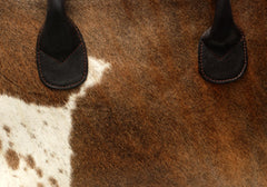 Luxurious Brown and White Cowhide Shoulder Bag - Handmade Leather Tote for Women, Stylish and Practical Daily Handbag