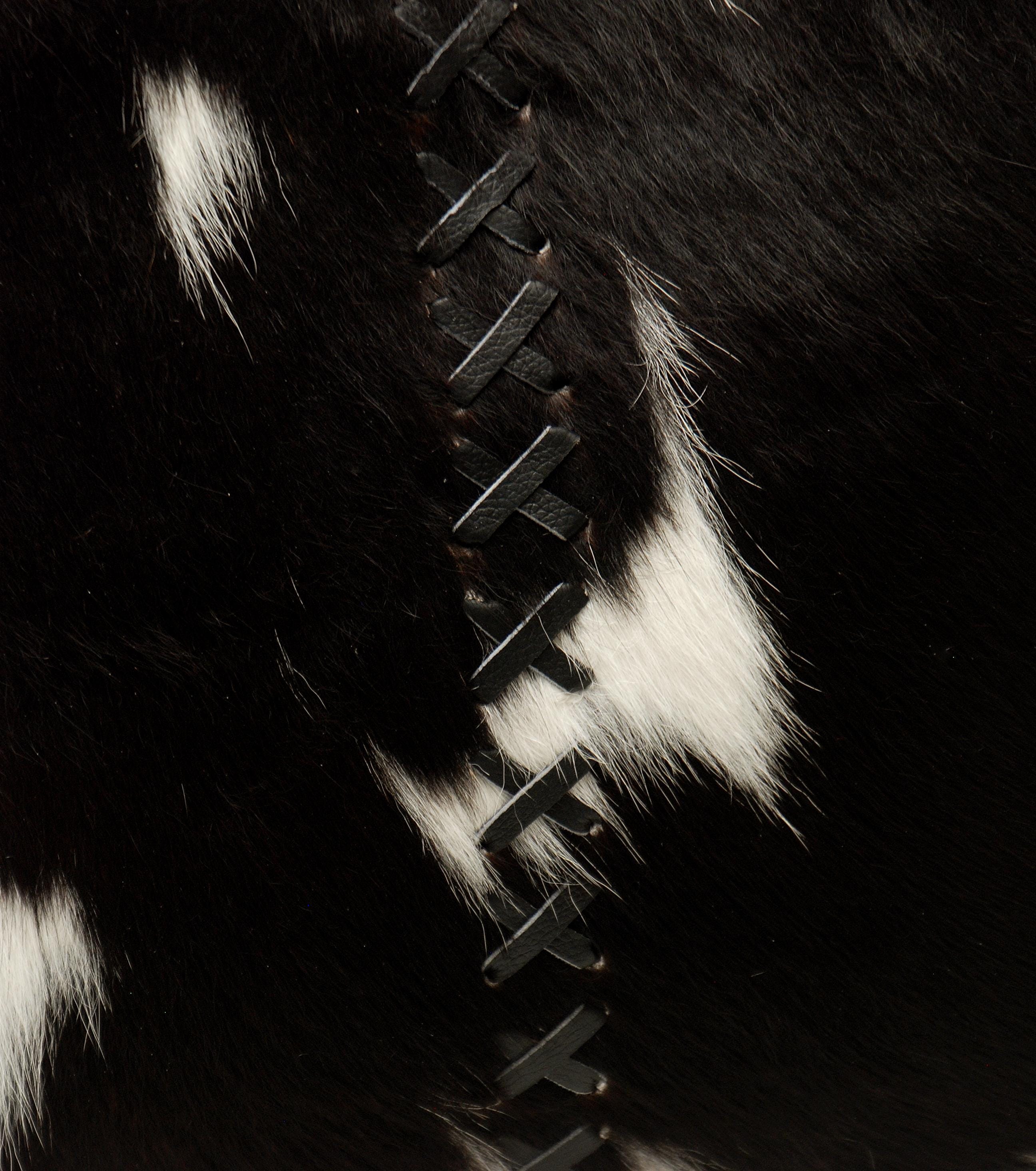 Luxurious Handmade Black And White Cowhide Shoulder Bag - Stylish Leather Cowskin Purse For Women, Perfect For Daily Use