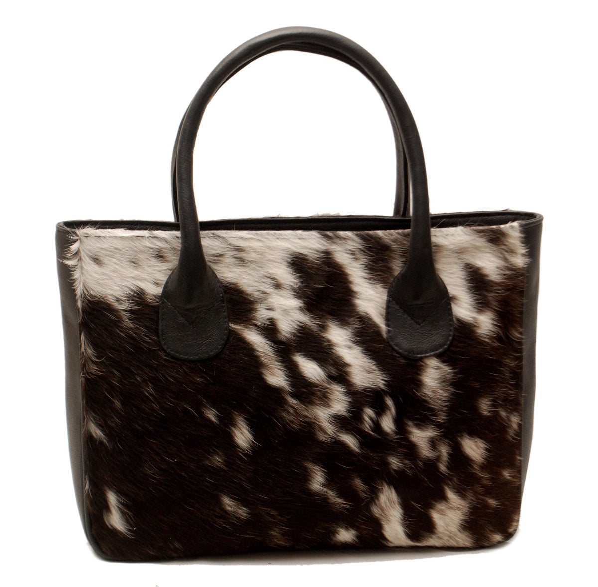 Fashionable Brown and White Cowhide Shoulder Bag - Handmade Leather Purse for Women - Chic & Versatile Design - Spacious - Practical - Easy