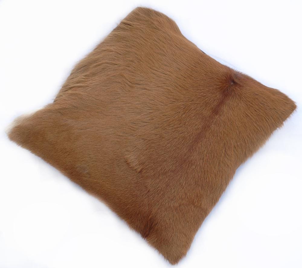 Luxurious Handmade Brown and White Cowhide Accent Cushion Cover for Sofa - Unique Pattern, Genuine Leather, Hidden Zipper - Western Modern - Celestial Leather Limited