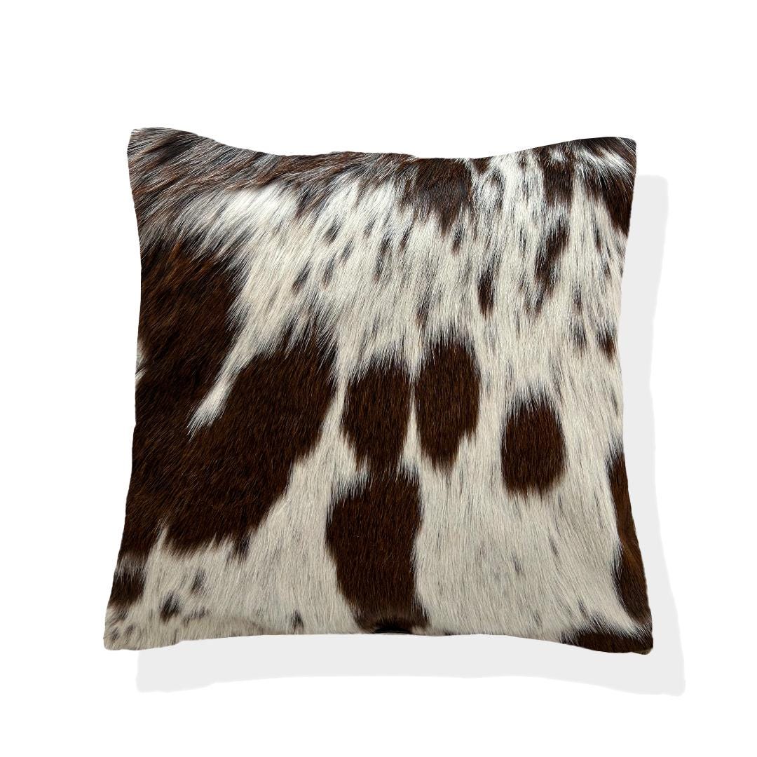Stylish Rustic Cowhide Cushion Cover | Natural Hair-on Leather | Black White Pattern | Eco-friendly Decor Piece for Home