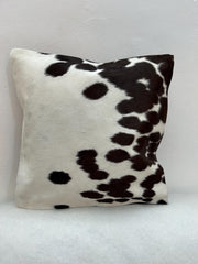Rustic Brown & White Cowhide Cushion Cover - Stylish, Eco-Friendly - Durable - Hidden Zipper, Suede Reverse - Versatile Home Decor Accent