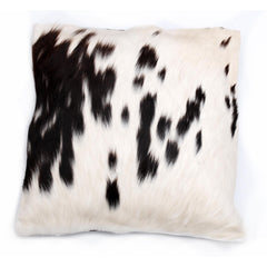 Luxurious Handmade Brown & White Cowhide Cushion Cover with Animal Print - Rustic Elegance for Home Decor