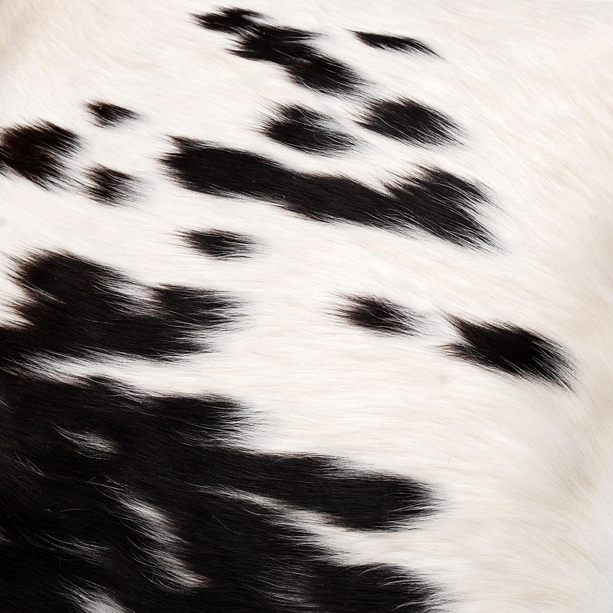 Luxurious Handmade Brown & White Cowhide Cushion Cover with Animal Print - Rustic Elegance for Home Decor