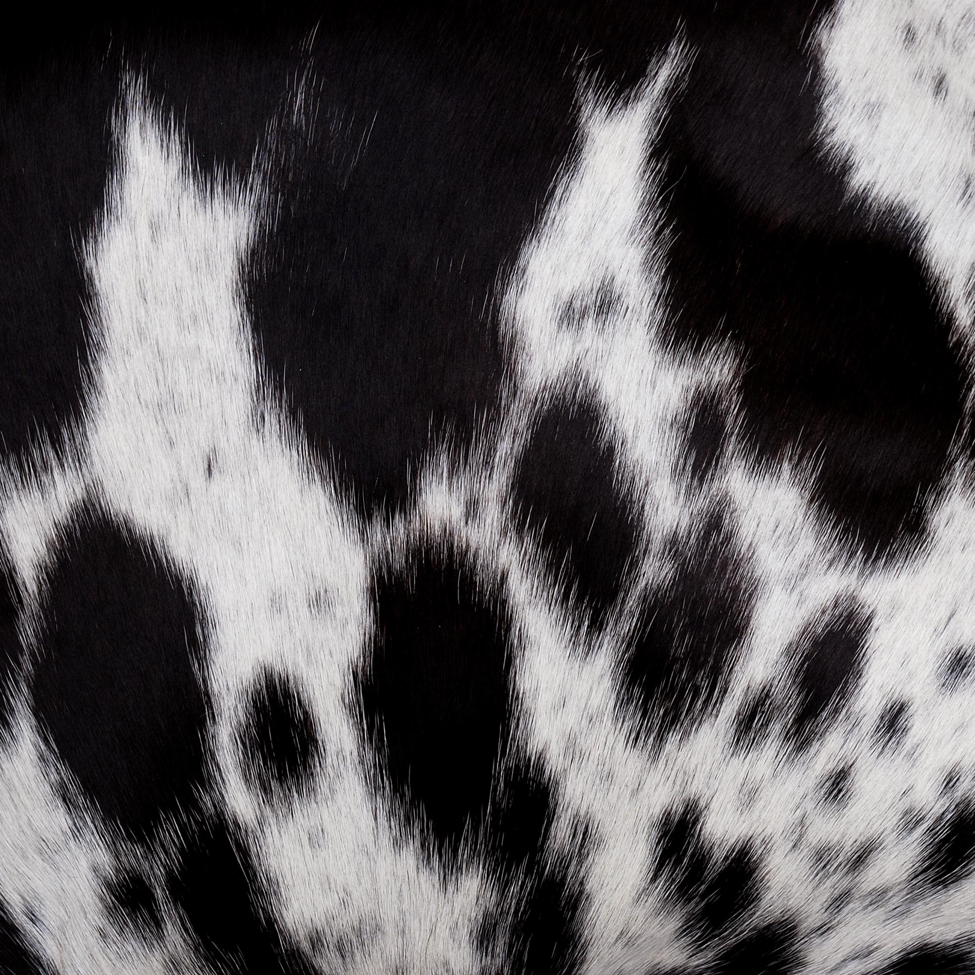 Luxurious Handmade Brown and White Cowhide Cushion Cover with Faux Leather Back - Rustic Elegance and Natural Beauty - 100% Natural Cowhide