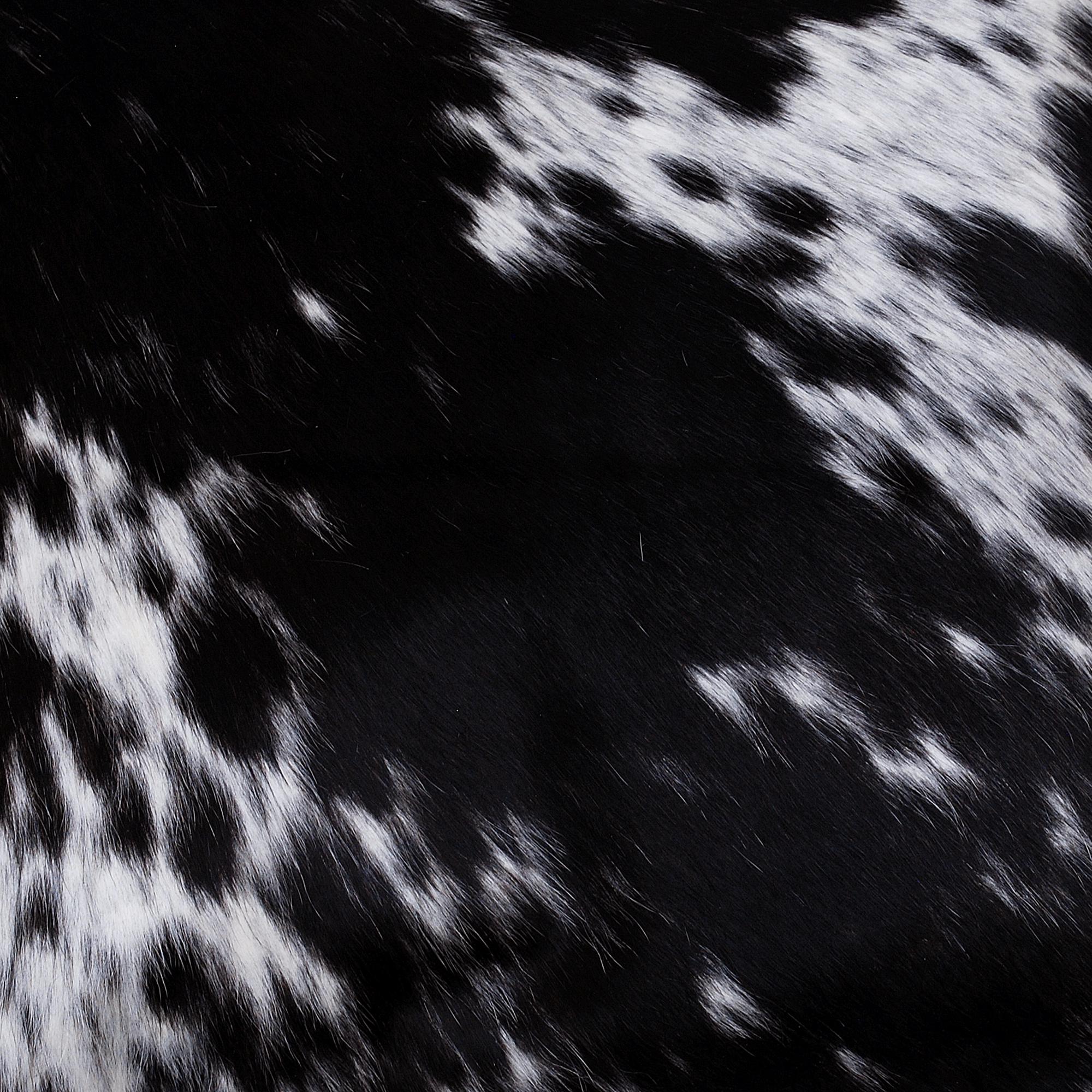 Luxurious Handmade Brown & White Cowhide Cushion Cover with Faux Leather Back