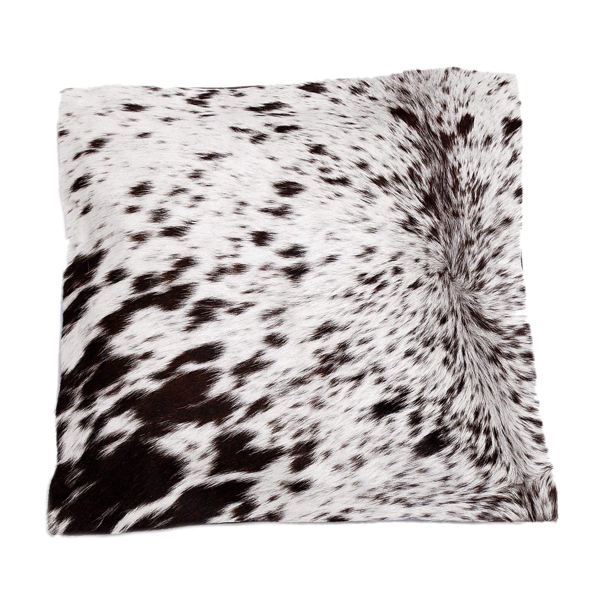 Rustic Elegance Cowhide Cushion Cover - Brown and White Hair on Leather - Handmade Luxury Throw Pillow Cover