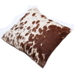 Luxurious Handmade Brown and White Cowhide Cushion Cover - Rustic Elegance for Your Home with Unique Animal Patterns