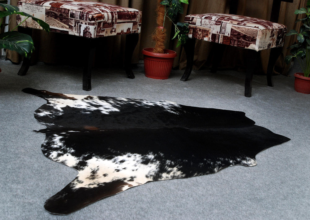 Luxury Dark Brown Cowhide Rug - Handcrafted Hypoallergenic Rug with Natural Dark Brown Hair for Bedroom/Living Room - Medium Size (16-20 sq - Celestial Leather Limited