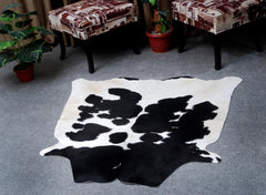 Luxurious Medium Salt & Pepper Cowhide Rug - Hypoallergenic, Non-Slip Backing, Handcrafted Natural Hide, Unique Black - White Markings, - Celestial Leather Limited