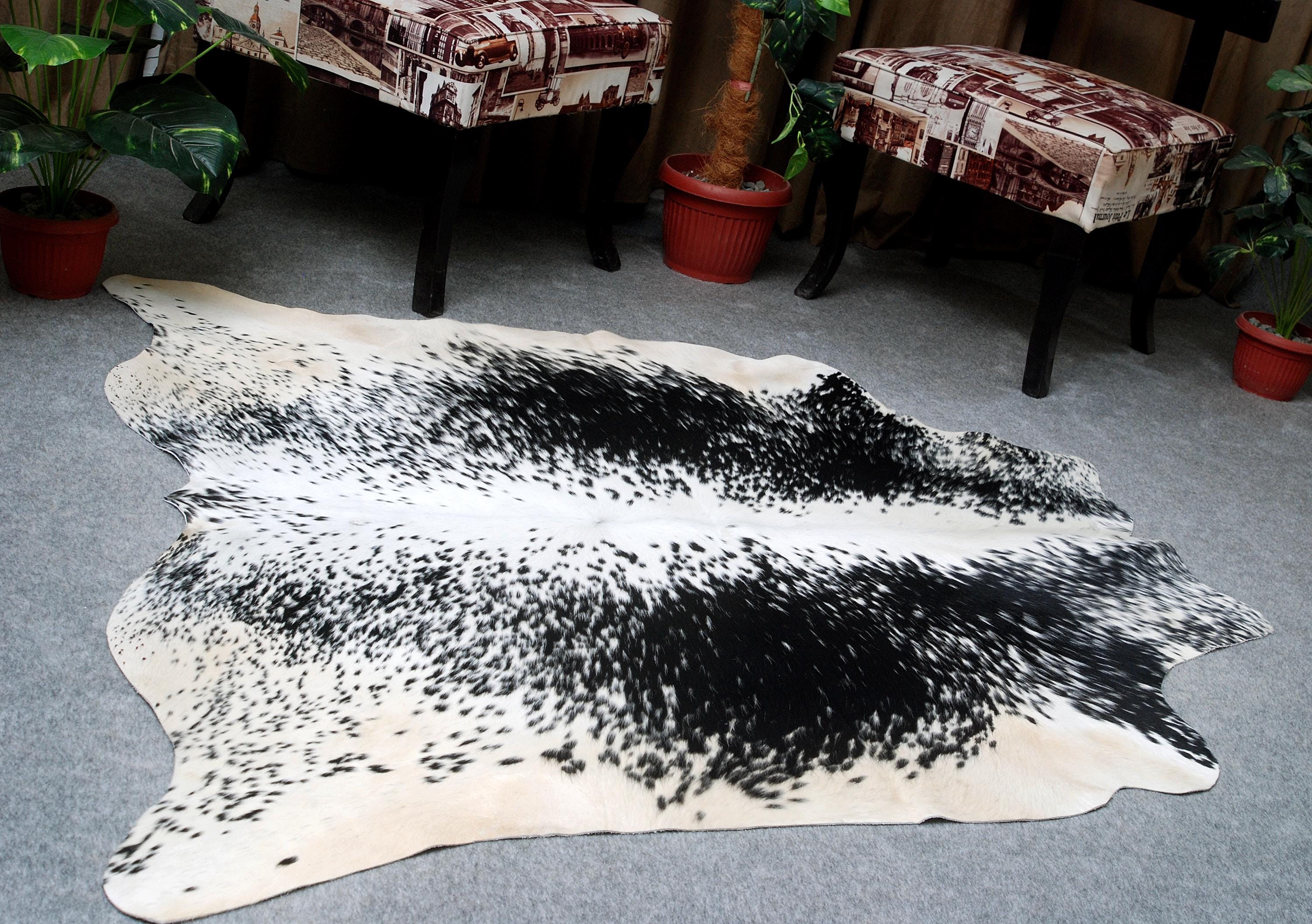 Luxurious Black & White Cowhide Rug: Hypoallergenic, Non-Slip Back, Unique Natural Beauty - Ideal for Bedroom - Living Room Decor - Celestial Leather Limited