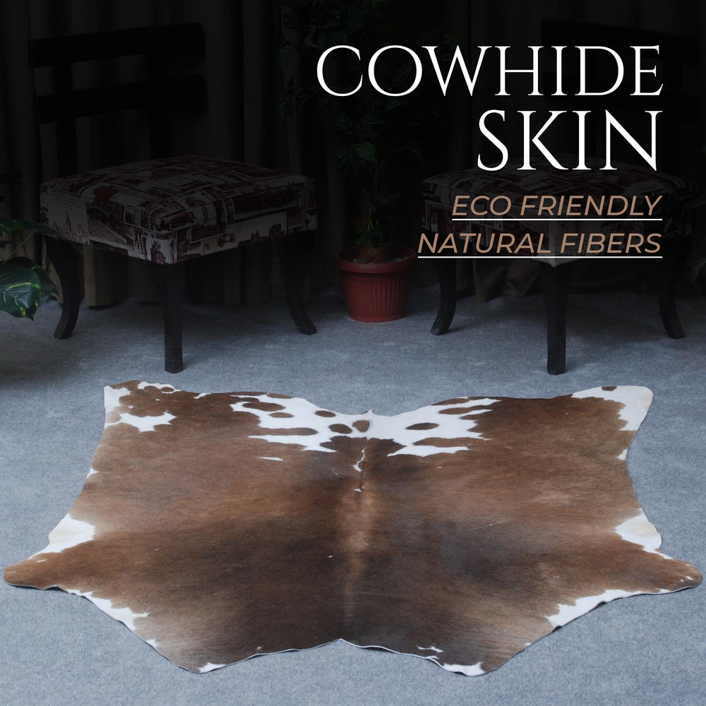 Luxurious Handselected Dark Brown & White Cowhide Rug for Bedroom Decor - Extra Large Hypoallergenic Non Slippery Area Rug - Free Shipping - Celestial Leather Limited