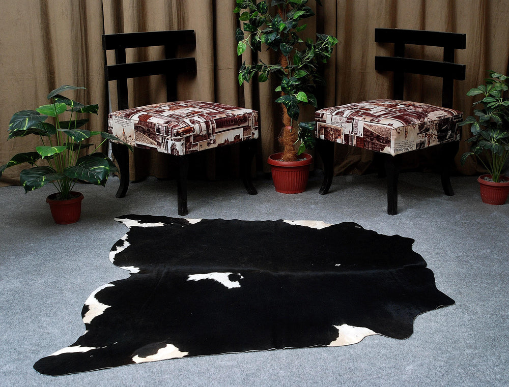Luxurious Black & White Cowhide Rug for Bedroom - Living Room - Hypoallergenic, Non-Slip, Unique Natural Beauty - Free Shipping in UK! - Celestial Leather Limited