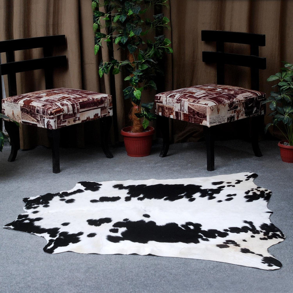 Luxurious Brown & White Cowhide Rug for Bedroom - Living Room - Hypoallergenic, Non-Slip, Non-Shedding, Durable - Versatile Area Rug - Celestial Leather Limited