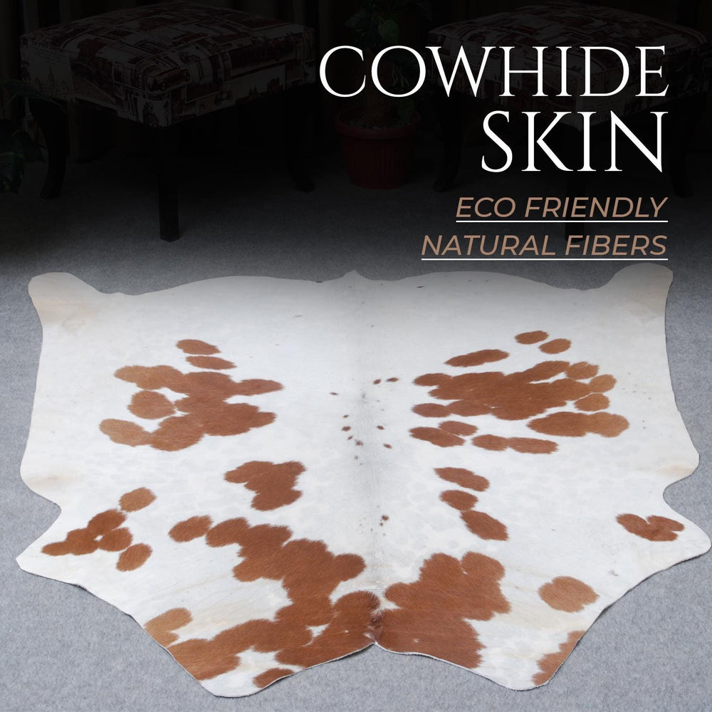 Luxury Brown & White Cowhide Rug for Bedroom - Living Room - Hypoallergenic, Non-Slip, Non-Shedding - Top Quality - Free Shipping in UK - Celestial Leather Limited