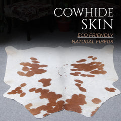 Luxury Brown & White Cowhide Rug for Bedroom - Living Room - Hypoallergenic, Non-Slip, Non-Shedding - Top Quality - Free Shipping in UK - Celestial Leather Limited