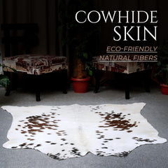 Luxurious Brown & White Cowhide Area Rug | Exotic Animal Skin Carpet for Home Decor | Hypoallergenic - Non-Slip | Large Size - Free UK - Celestial Leather Limited