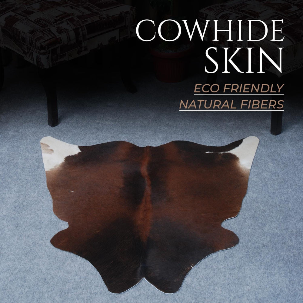 Luxurious Natural Cowhide Rug in Dark Brown and White Animal Print, Small Area Rug with Hypoallergenic, Non-Slip Back - Free Shipping - Celestial Leather Limited