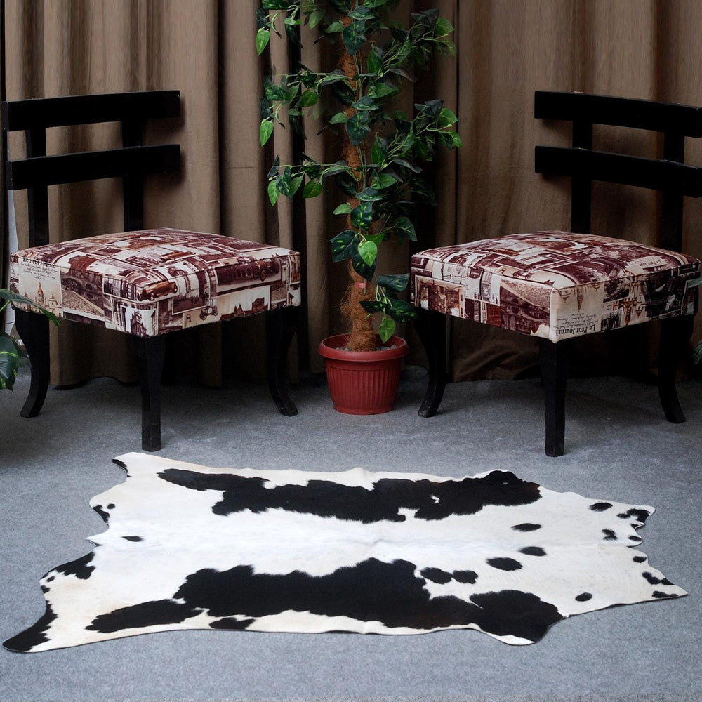 Luxurious Black and White Cowhide Rug - Hypoallergenic, Non-Slip, Handcrafted, Unique Beauty - Adds Sophistication to Any Room - Celestial Leather Limited