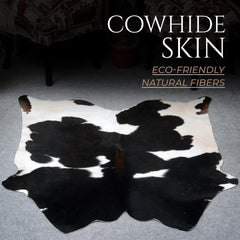 Luxurious Black and White Spotted Cowhide Rug - Hypoallergenic, Non-Slip, Handcrafted, Durable, and Unique Beauty for Bedroom & Living Areas - Celestial Leather Limited